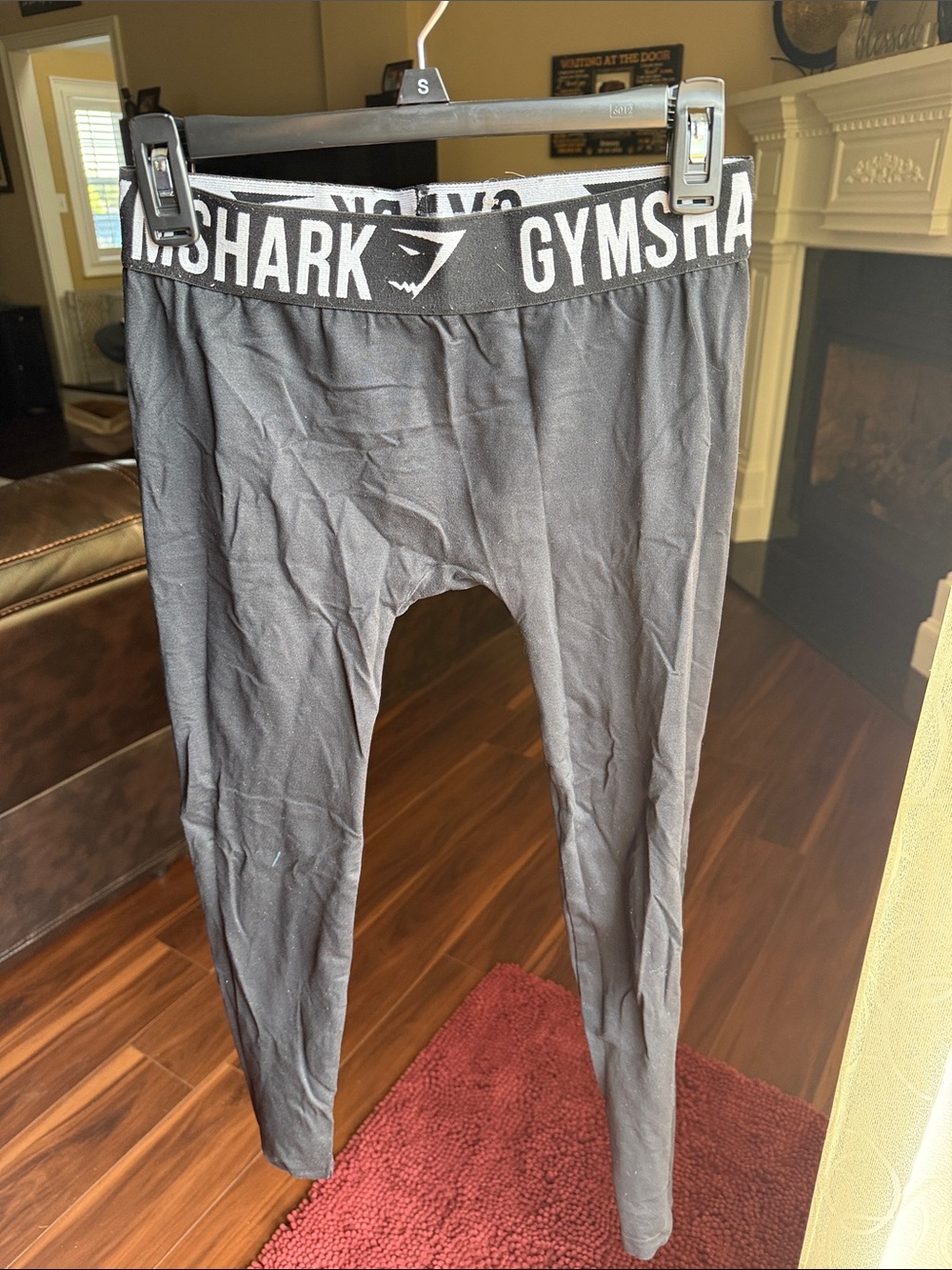 Gymshark Black and White Logo Waistband Leggings